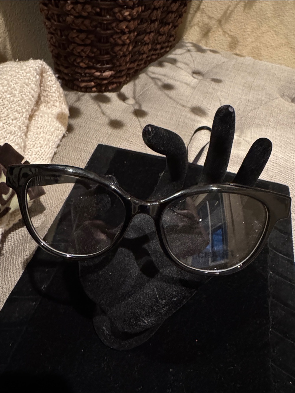 Chanel Clear Black & Pearl Women's Sunglasses